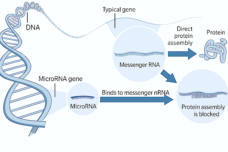 Diagram of microRNA blocking protein assembly